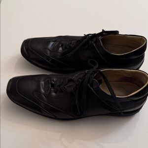 Bacco Bucci Size 8 Black Leather Italian Shoes